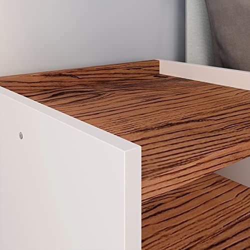 Kit 2 Mesas de Cabeceira Nicho Jogo de Mesinhas Quarto 1 Gaveta Puxador Concha Lauren Estilo Retrô -