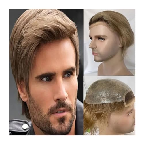 Système de cheveux humains pour hommes contre la calvitie toupet blond