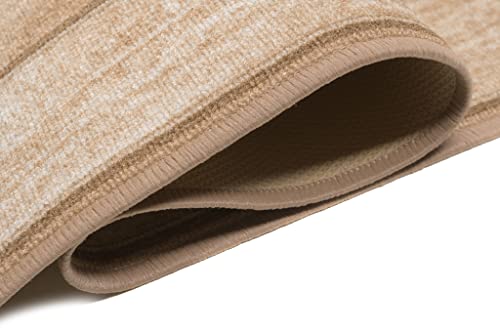 TAPISO Anti Rutsch Teppich Läufer rutschfest Brücke Meterware Modern Braun Meliert Streifen Design Flur Küche Wohnzimmer Diele 100 x 1500 cm – Ansicht 9