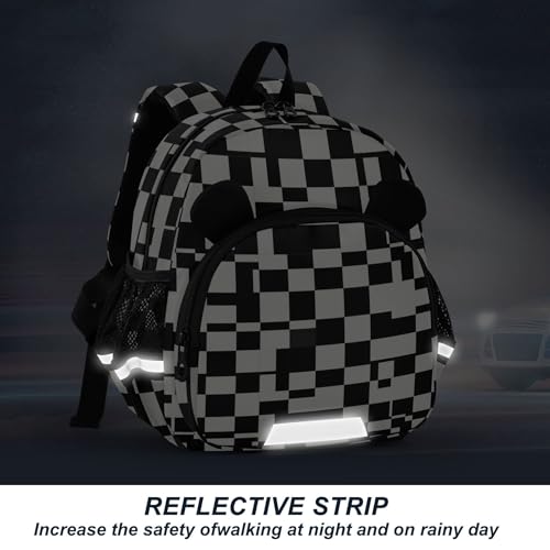 Black White Buffalo Check Plaid Toddler Backpack for Girls Boys,Preschool Kindergarten Backpacks B04039394