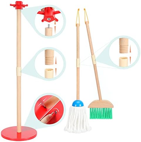 WHOHOLL Kids Cleaning Set, 9Pcs Wooden Toddler Cleaning Set for Pretend Play, Kids Broom Set for Toddlers Game, Interactive Kids Toys for Boys Girls Gifts, Realistic Toddler Toy Vacuum with Sponge 4 41P1Mbf1lDL. AC