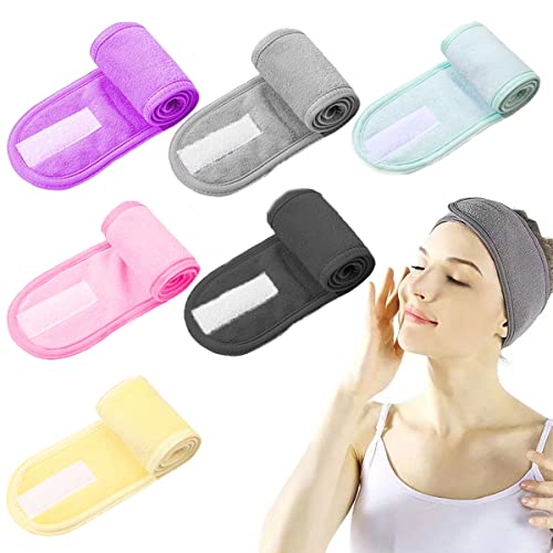 Lucktao 6 Stück Haarband für Make Up, Kosmetishe Haarband mit Klettverschluss,für kosmetische Behandlungen,haarband kosmetik, Haarschutz bei Schminken, Sport, Yoga,Duschen,waschbar Cover