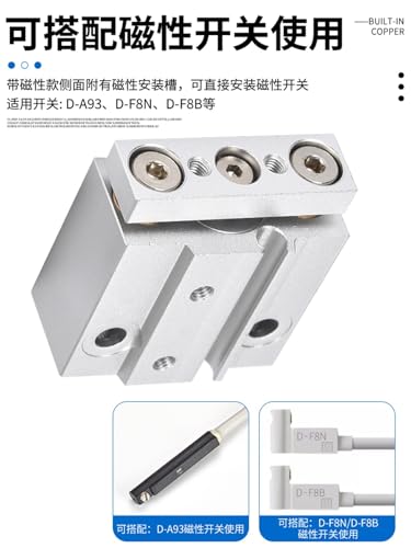 Mini cilindro neumático MGJ6/10 de tres ejes con varilla guía integrada de 6x5 mm 4