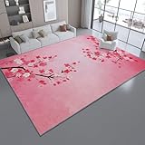 Alfombra Resistente a Las Estilo japonés Sakurafresh para el hogar, Oficina, Dormitorio, salón, Cocina Rosa Lavable, 180 x 250 cm