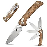 Sitivien ST110 Folding Knife, D2 Blade and Micarta Handle Pocket Knife, EDC Tool Knife with Pocket...