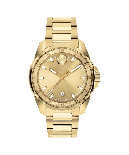 Movado Bold Verso S Mens Quartz Watch - 42mm Round Ionic Plated Steel Case with Date Calendar Bracelet - Stylish Timepiece - Gift for Him