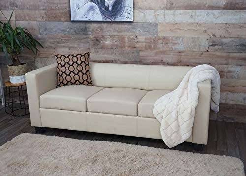Mendler 3er Sofa Couch Loungesofa Lille - Kunstleder, Creme – Bild 3