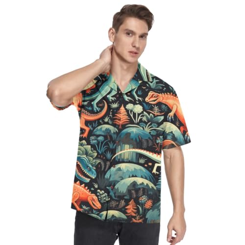 Chemise Hawaïenne Dinosaures Rouges pour la Plage et l'Été