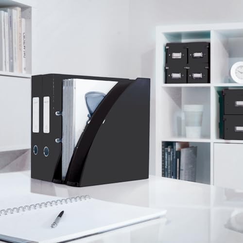 Leitz WOW Collegeblock A5 kariert, 160 Seiten, 80 Blatt FSC-zertifiziertes Papier 80 g/m², Doppelspiralbindung, PP-Einband, Notizbuch mit Sichthülle und Lineal, Für Büro oder Schule, Schwarz, 46410095