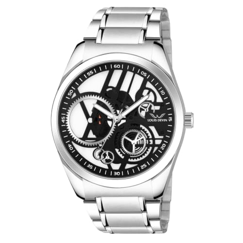 Image of Louis Devin Stainless Steel Chain Analog Wrist Watch for Men (Sky Blue /Green /Black /White Dial) | LD-LV084-CH
