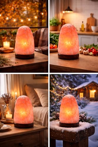 Image of Mystery & Magic of Soul Natural Himalayan Rock Salt Lamp 2 kg with Wooden Base, Night Lamp for Home Decor