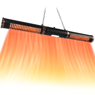 Star Patio Electric Patio Heater, Hanging Patio Heater, Ceiling Outdoor Heater, 750/1500W Infrared Heater with Cylinder Shape, Sectional & Silent Heating, IP54 Waterproof, STP2566-RMLED-CN2024