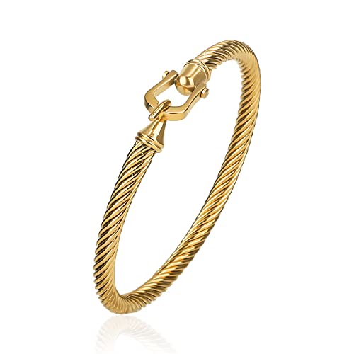 HIPYGOTO Twisted Cable Wire Bracelets for Women, Stainless Steel