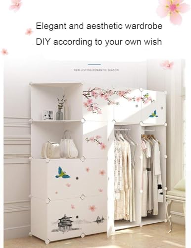 Image of LUHI Plastic Wardrobe for Kids Clothes - Easy to Use Anti-Skid & Non-Slip Effective Professional, Plastic Cupboard for Kids, Foldable Almirah, Collapsible Wardrobe (White W4, 8-Shelf-6-Door)