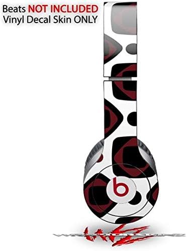 Skin Decal Wrap Works with Original Beats Solo HD Headphones Red and Black Squared Skin Only (Headphones NOT Included)