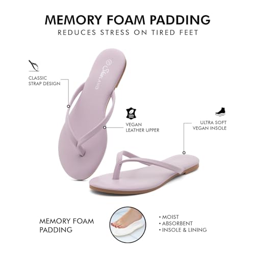 Image of Shoe Land Thong Flip Flops for Women, Memory Foam Flat Sandals, Lightweight Summer Slides, Non Slip Comfort Sandals for Beach, Travel and Everyday Wear