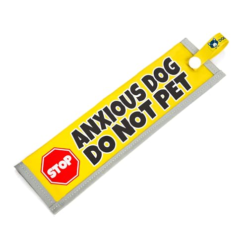 dogkit Anxious Dog Do Not Pet Funda para perros nerviosos reactivos, reflectante, impermeable, doble cara sin cordones para la correa del perro (amarillo, señal de parada)