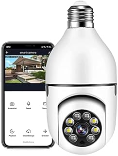 DaMohony Bulb Camera 360 Degree Wifi Night Vision With Light, E27 Light Bulb Camera Bayonet Fitting, Wireless Wifi Security Camera, Auto Tracking, Two Way Audio, Motion Detection, for Indoor Outdoor