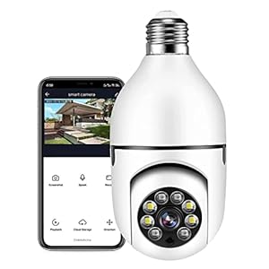 Caméra Ampoule 360 Degrés WiFi Extérieur avec Vision Nocturne, Caméra De Surveillance Guardcam, Suivi Automatique, Audio Bidirectionnel, Détection De Mouvement