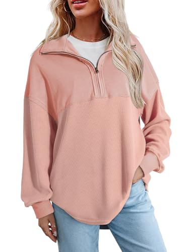 Image of SHEWIN Women Fall Sweatshirt Casual Half Zip Pullover Fall Top 2026 Clothes