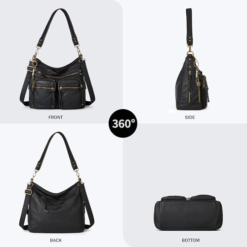 Image of Worldlyda Crossbody Bags for Women Large Tote Soft Leather Purses Washed Y2K Hobo Vintage Handbag Shoulder City Bag