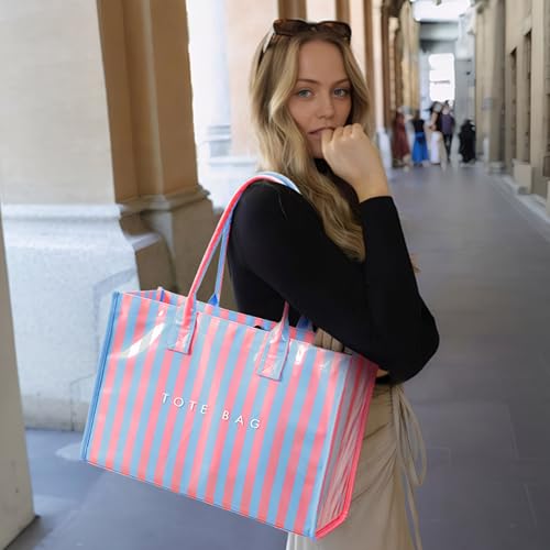 Image of KALIDI PVC Tote Bag Women's Kraft Paper Work Handbags Purses with Top Handle