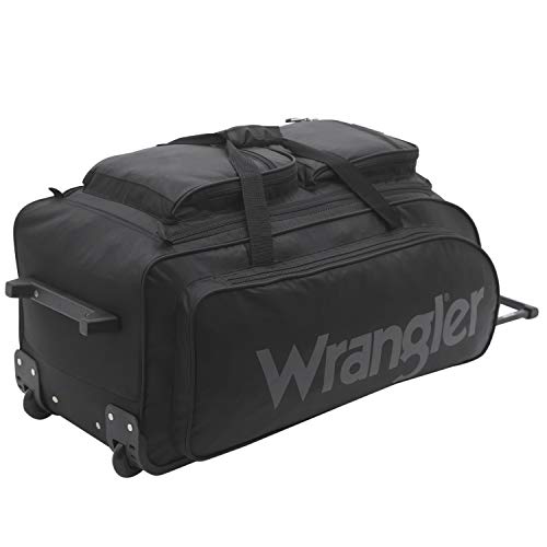 Wrangler Wesley Rolling Duffel Bag, Black, Large 30-Inch