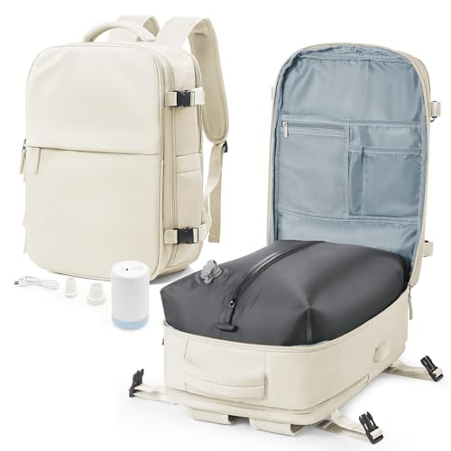 Travel backpack with vacuum compression bag