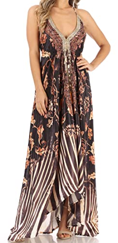 Image of Sakkas Lizi Womens Maxi High-Low Halter Handkerchief Long Dress Beach Party