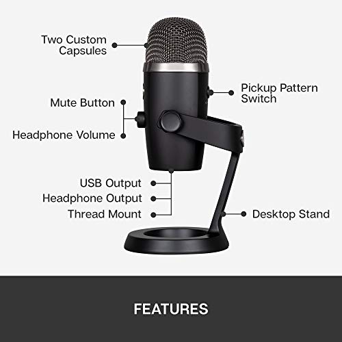 Blue Yeti Nano Premium USB Microphone for PC, Mac, Gaming, Recording, Streaming, Podcasting, Condenser Mic with Blue VO!CE Effects, Cardioid and Omni, No-Latency Monitoring -Blackout by Logitech G - Image 6