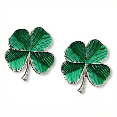 Four Leaf Clover Brooch for Men & Women Lucky Shamrock Pin with Green Enamel Faith Hope Love Luck Symbol Good Luck Jewelry Gift for Mothers Day Graduation Teacher Nurse Lapel Badge Pin (2 Pack)