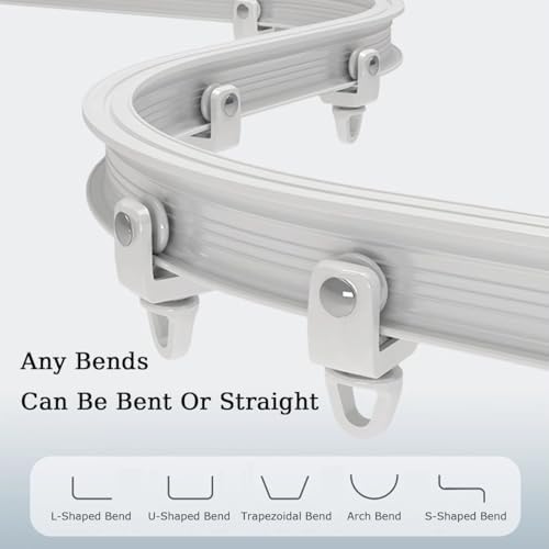 Bendable Curved Ceiling Curtain Track - Double Row Rail with Silent Rollers for Bunk Beds & Bay Windows - Room Divider - 8.9 Ft Gold Curtain Rod