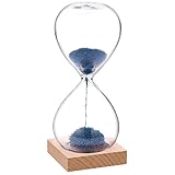 SuLiao Magnetic Hourglass Sand Timer 1 Minute: Large Sand Clock 1 Min with Blue Magnet Iron Powder & Wood Base, Reloj De Arena, Large Hour Glass Sandglass for Office Desk Home Decor