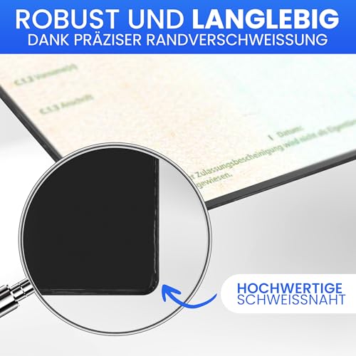 2er Set Fahrzeugschein Hülle für KFZ Schein mit praktischen 4 Fächern aus PVC | robuste Fahrzeugschein Mappe, praktische Zulassungsschein Hülle mit Platz für den Führerschein | Made in Germany