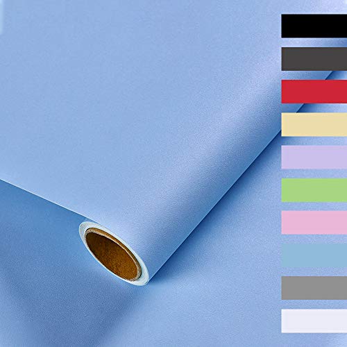 Auckpure Sticky Back Plastic Roll Self Adhesive Wallpaper, (0.4X 3.5M) Contact Paper, Self Adhesive Vinyl Wrap, Frosted Thickened Waterproof Wall Paper, for Furniture Wall Door Stickers Blue