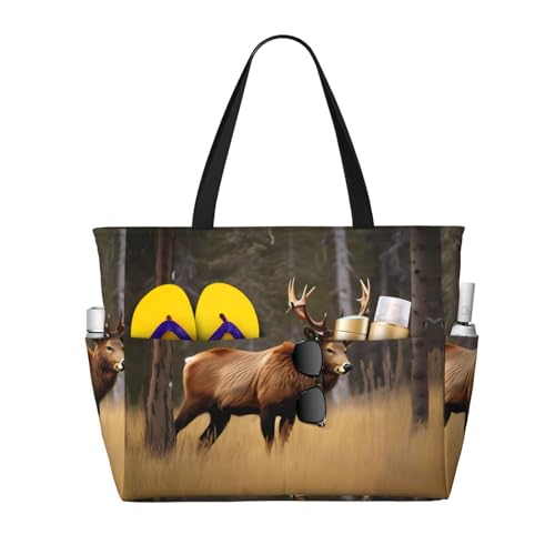 Sac à bandoulière imperméable grand format noir imprimé animaux sauvages