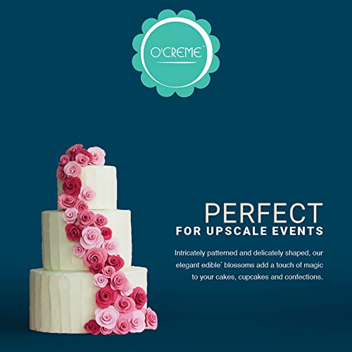 O'creme Gumpaste Edible Flower Spray For Cake Decorating, Pastel Pink Garden Rose Sugar Paste Flower Decoration For Cakes, Candy, Cupcake Toppers - Birthday, Wedding, Valentines Day, Baby Shower #TOP3