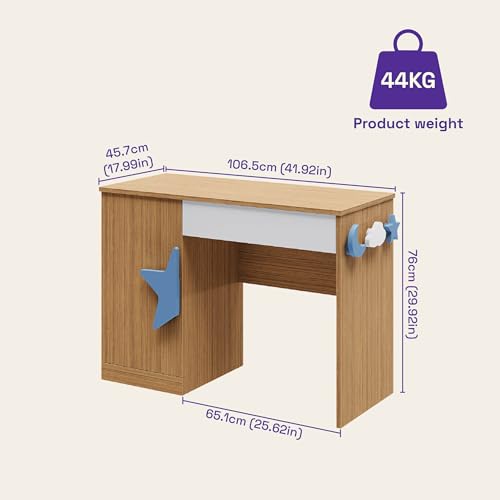 Image of Wakefit Eukee Engineered Wood Study Table - Urban Teak