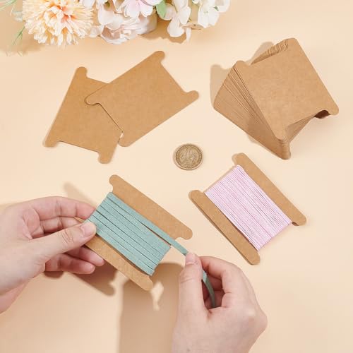 PH PandaHall 50pcs Ribbon Storage Ribbon Spools Organizer Embroidery Floss Bibbon for Thread Holder Empty Cardboard Yarn Bobbin for Cotton Thread Cross Stitch Craft DIY Sewing 3.5x2.5 Inch - Thumbnail 3