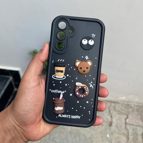 Image of Outlouders Back Cover for Samsung Galaxy A54 5G | 3D Cartoon Bear Cute Fun Silicone Full Body Protection Bumper Case (Black)