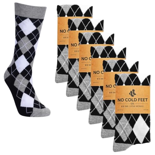 Fun Black Colorful Novelty Socks for Men for Dress Casual Formal Groomsmen Wedding, 6 Pack