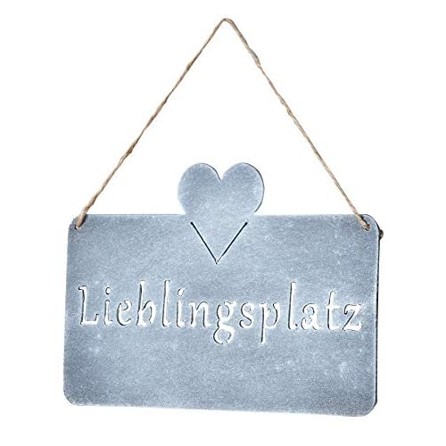 levandeo Schild Lieblingsplatz 25x16cm Herz Garten-Deko Türschild Wandbild Beton Betonoptik Grau Wanddeko