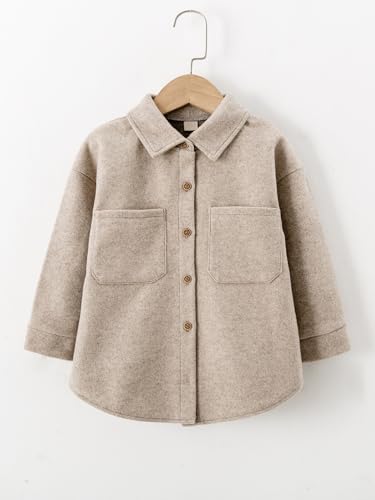 Little Girls Coat Baby Fleece Jacket Button Warm Coats Kids Khaki Girls Trench Coats Outwear Wool Jackets Toddler4