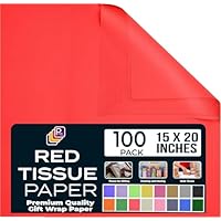 Red Tissue Paper 15\"x20\" – Pack of 100 Sheets | Bulk Red Tissue Paper for Gift Bags, Wrapping, Crafting & Decorating