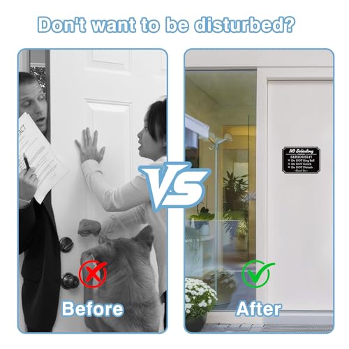 Image of No Soliciting Sign for Front Door,Self-Adhesive Elegant Do Not Knock or Ring Doorbell No Soliciting Sticker for Home, No Solicitors Sign for Doorbell, House Door, Home, Office 6.3''x4.3''