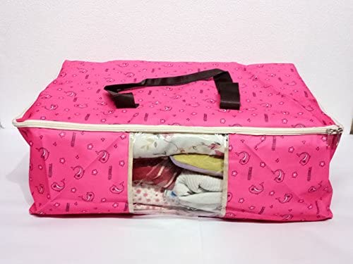 Home Closet Organizer Large Quilt Storage Bag Folding Cloth Storage Bag House Keeping Packaging Bag Organizer(Pink Dolphin) (55x35x20 cm)-image-6