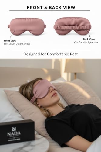 Image of Eye Mask for Sleeping for Women, Velvet Super Soft Sleep Mask Blind Fold for Comfortable Sleep, Travelling, Meditation & Relaxation, Eye Pad for Girls, Blind Fold for Sleeping - Peach (Pack of 1)