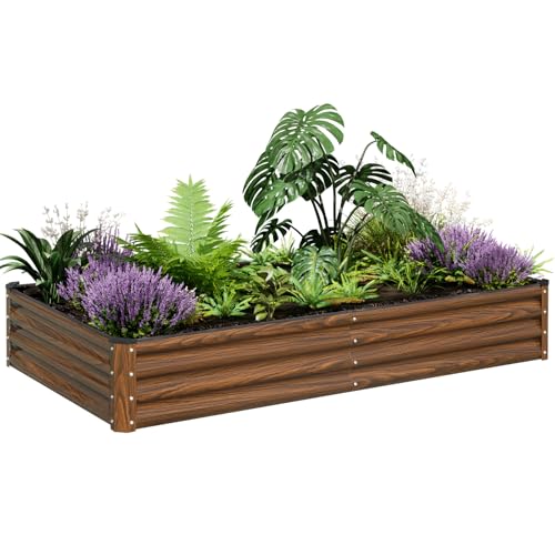 SnugNiture Galvanized Raised Garden Bed 8x4x1FT Outdoor Large Metal Planter