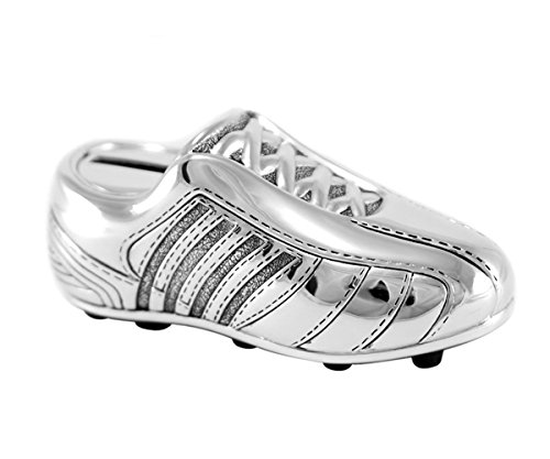 Zilverstad Tirelire en Forme de Chaussure de Football Argenté 13,5 x 4,2 x 5 cm, Gravur BIS 15 Zeichen