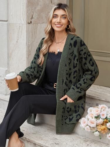 Image of Snuggle Sac Cardigan Sweaters for Women with Pocket Trendy Casual Long Sleeve Tops Open Front Fall Winter Coats
